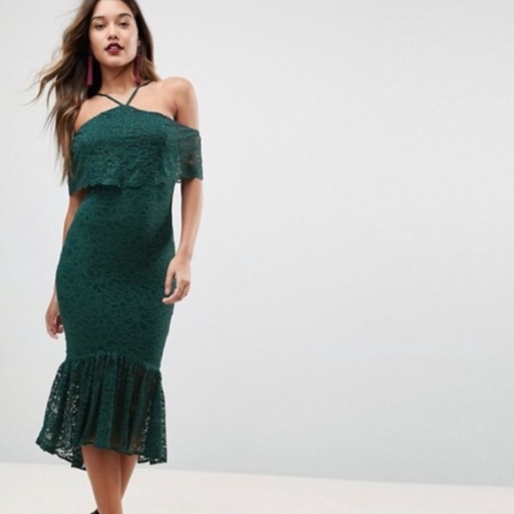 ASOS Dresses & Skirts - ASOS Green Midi Dress with Elegant Design